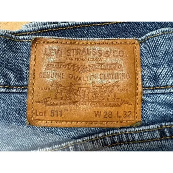 Men Levis Premium 511 Slim Fit Jeans Dark Indigo Wash Durable Denim 28 x 32 - Picture 7 of 14